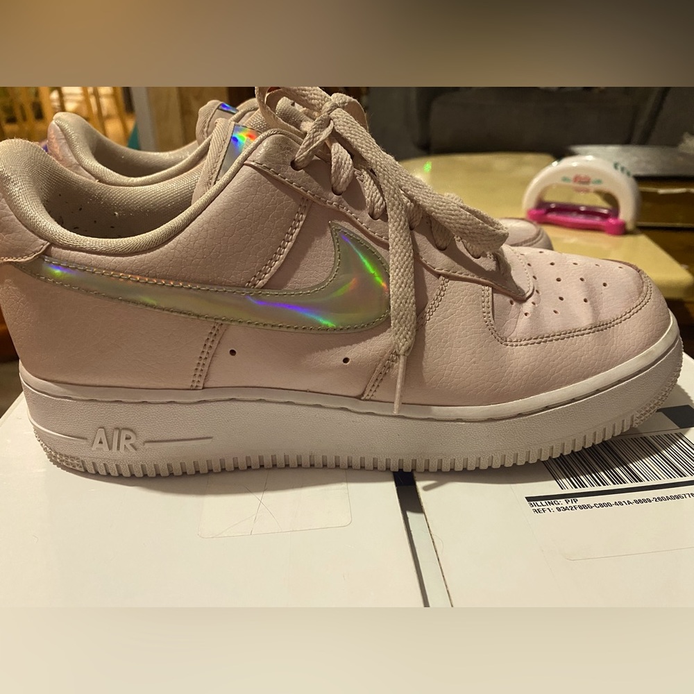 Pink and holographic Nike Air Force ones